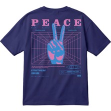 BarsDepo Oversize Unisex Tişört – Peace Baskılı Retro Streetwear T-Shirt