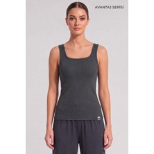 Mısırlı Kadın Kaşkorse Sırtı Kapalı Askılı Tshirt Füme
