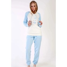 Mısırlı Kadın Polar Uzun Kollu Pijama Takımı Mavi