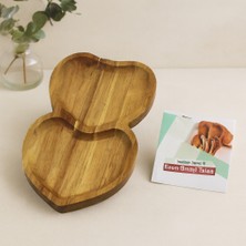 Esranın Dünyası Akasya Kalpli 2 Bölmeli Ahşap Servis Tepsisi 25X14X1.4 cm