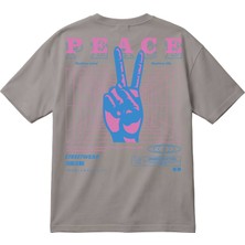 BarsDepo Oversize Unisex Tişört – Peace Baskılı Retro Streetwear T-Shirt