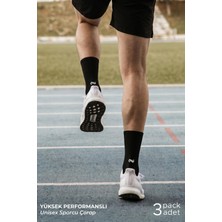 Mısırlı Unisex Pamuklu Spor Çorap, 3'lü Siyah