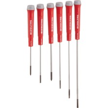 Izeltaş 4500008106 Elektronikçi Tip Klemens Tornavidalar, 6'lı, Krom Vanadyum Çelik, Kırmızı