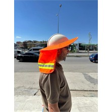 Moontime Alaçatı Baret Güneşliği - Baş Boyun Koruma - Güneş Koruması - Turuncu Renk