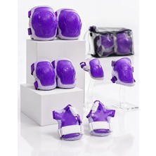 Meela 2'li Mor Çocuk Koruyucu Spor Seti Dizlik Dirseklik El Bilek Koruyucu