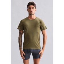 Mısırlı Modal By Tencel Hercules Slim Fit Bisiklet Yaka Fanila / T-Shirt Koyu Haki