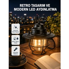 Teknoşık Retro Kamp Lambası Su Geçirmez Taşınabilir Gece Işığı Uzun Pil Ömürlü