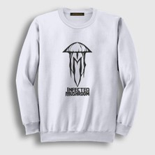 Presmono Unisex Beyaz Logo Müzik Infected Mushroom Sweatshirt