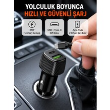 Teknoşık Kompakt Tasarımlı Type-C + USB Girişli Araç Şarj Başlığı