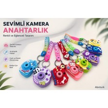 Abnturk Sevimli Karakter Fotoğraf Makinesi Model Resimli Işıklı Projeksiyonlu Anahtarlık-Çanta Süsü