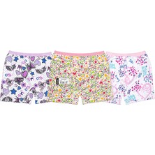 Tutku Kız Elastan Emprime Şort  Boxer 3 Lü Set