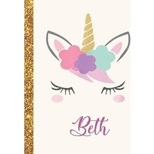 Beth: Beth Unicorn Personalized Black Paper Sketchbook For Girls And Kids To Drawing And Sketching Doodle Taking Note Marble Size 8.5 x 11