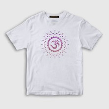 Presmono  Çocuk Beyaz Om Sembol Meditasyon Hediye Yoga T-Shirt