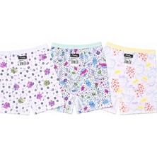 Tutku Kız Elastan Emprime Şort  Boxer 3 Lü Set