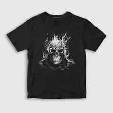 Presmono  Çocuk Siyah Skull Ghost Rider Hediye Motorcu T-Shirt