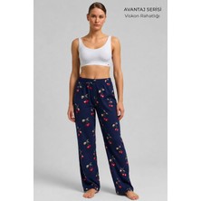 Mısırlı Kadın Viskon Alt Pijama Lacivert