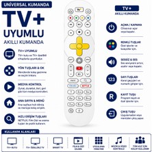 AŞIK STORE Tv+ Uyumlu Akıllı Kumanda Netflix Film Dizi Tuşlu Tv Plus Kutu Universal Yedek Kumanda