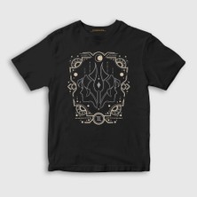 Presmono Unisex Çocuk Siyah Gemini Zodiac Hediye Ikizler Burcu T-Shirt
