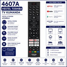 AŞIK STORE 4607A Vestel Toshiba Uyumlu Smart Tv Kumandası Netflix Youtube Prime Video Google Play