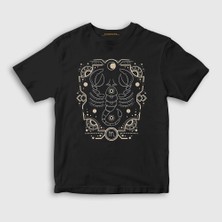 Presmono Unisex Çocuk Siyah Scorpio Zodiac Hediye Akrep Burcu T-Shirt