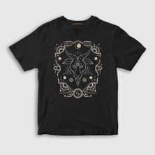 Presmono Unisex Çocuk Siyah Capricorn Zodiac Hediye Oğlak Burcu T-Shirt