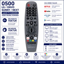 AŞIK STORE 0500 Lg Onvo Sunny Next Webos Tv Kumandası Netflix Prime Video Uyumlu Ses Komutsuz Air Mouse Özelliksiz