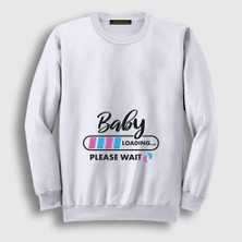 Presmono Unisex Beyaz Baby Loading Yükleniyor Doğum Hamilelik Sweatshirt