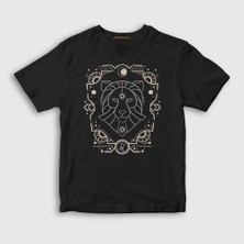 Presmono Unisex Çocuk Siyah Leo Zodiac Hediye Aslan Burcu T-Shirt