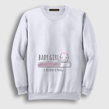 Presmono Unisex Beyaz Baby Girl Loading Yükleniyor Doğum Hamilelik Sweatshirt
