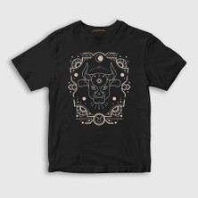 Presmono Unisex Çocuk Siyah Taurus Zodiac Hediye Boğa Burcu T-Shirt
