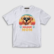 Presmono Unisex Çocuk Beyaz Golden Retriever Mom Dog Hediye Köpek T-Shirt