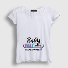 Presmono Kadın Beyaz Baby Loading Yükleniyor Doğum Hamilelik T-Shirt