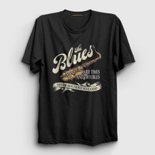 Presmono Unisex Siyah Hard Times Müzik Blues T-Shirt
