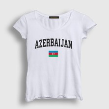 Presmono Kadın Beyaz Bayrak Flag V2 Azerbaycan Azerbaijan T-Shirt