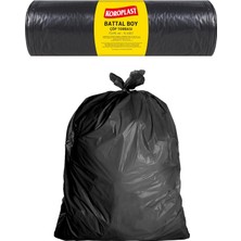 Endüstriyel Çöp Torbası Battal Siyah 10 Adet 72 x 95 Cm, Kalın & Yırtılmaz, Sızdırmaz, Çift Katlı, Geri Dönüştürülebilir, Fabrika, Depo, Kafe, Otel, Inşaat Alanı, Atölye, Hastane, Bahçe