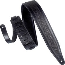 Levy's Leathers 6,35 cm Giysi Deri Gitar Askısı Floransa Kabartma Tasarım; Siyah (M317FG-BLK)