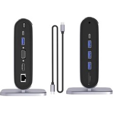 12-In-1 Profesyonel Type-C Hub ve Dock Station, Kart Okuyuculu Çoklu Dönüştürücü (Macbook, Pc Uyumlu)