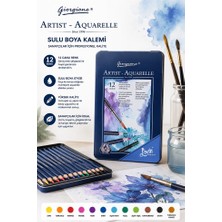 Artlantis Aquarel Suluboya Kalemi 12 Renk 1 Paket Giorgione Teneke Kutu Sulu Boya Kalemi 12 Li Fırça Hediyeli Sanatsal Kaliteli