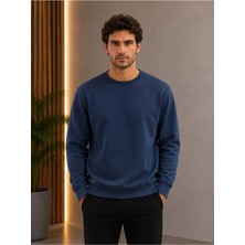 Loader Mavi Renk Basic Bisiklet Yaka Relaxed Regular Erkek Sweatshirt