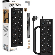 Termal Akım Korumalı, 10'lu Priz Soketi, Isıya Dayanıklı Yapı, 10X Priz, 3x Usb, 1x Type-C Girişi, Çocuk Korumalı Çoğaltıcı, 2 Metre Uzatma Kablosu (16A/3680W)