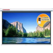 Codegen Ex-18 180X180CM Siyah Fonlu Elektrikli Uzaktan Kumandalı Projeksiyon Perdesi, Beyaz