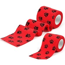 Bybars Octacare Kendinden Yapışkanlı Kedi ve Köpek Pati Bandajı, Kırmızı, 7,5 cm x 4,5 Metre, 2 Adet
