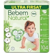 Bebem Natural 4 Numara Maxi 104 Adet Bebek Bezi