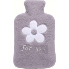 Sıcak Su Torbası Peluş Papatya Desenli Gri 21X13,5X2CM 500 ml