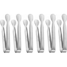 304 Çelik 6 Adet Mini Silver 11 Cm. Buz ve Şeker Maşası CIN624BY-6