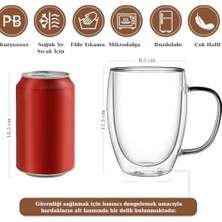 Çift Duvarlı Cam Kahve Kupası 250ML – Isıya Dayanıklı, Mikrodalga & Bulaşık Makinesi Uyumlu, 2’li Şık Set