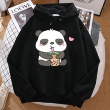 Tarzsokak Pandalar Aşk Içme Inci Süt Çay Baskılı Kapüşonlu Svetşört Erkekler Harajuku Sıcak Hoody Moda