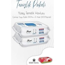 Sleepy Çamaşır Suyu Yüzey Temizlik Havlusu 100' Lü x 2 Adet ve Islak Havlu