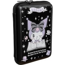 Wiggle Kuromi Temalı Lisanslı Kabartmalı Mat Okul Kalem Kutusu Çift Bölmeli Çocuk Kalem Çantası (Siyah1)