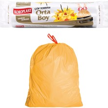 Koroplast Vanilya Kokulu Orta Boy Büzgülü Çöp Poşeti 15'li 55X60 Cm, Kolay Bağlanır Kokulu Büzgülü Orta Boy Çöp Torbası, Sızdırmaz, Yırtılmaz, Geri Dönüştürülebilir Atık Torbası, Güçlü Çöp Poşeti